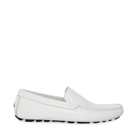 White Steve Madden Bergamo Leather Men's Loafers | PH 1830PKV